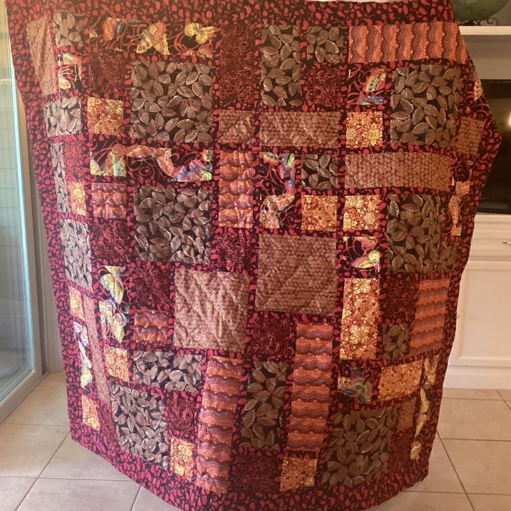 NWT. Hand Crafted Bright and Beautiful Butterfly Quilt